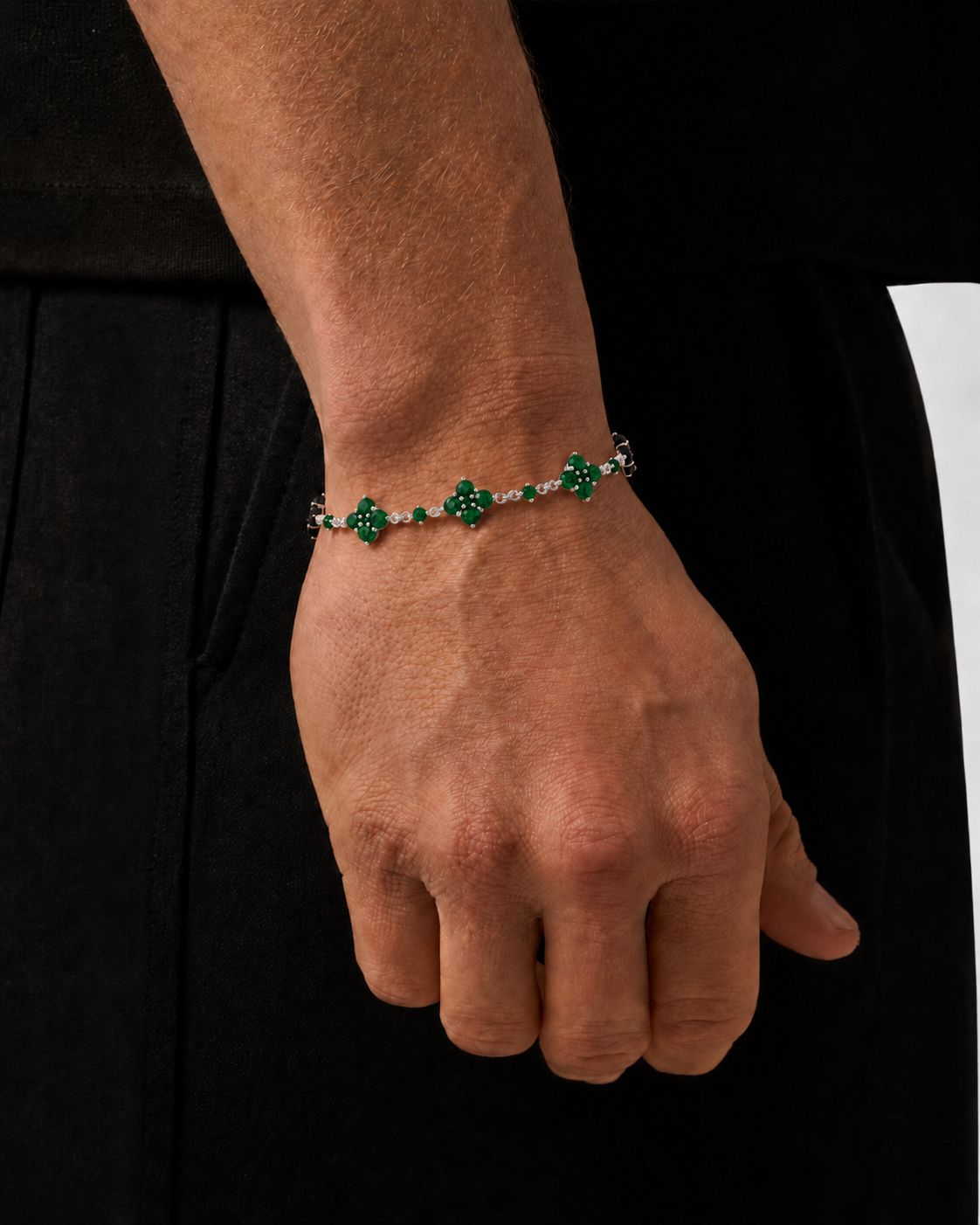 Akaardin® Fortuna Bracelet | Green Stone Silver