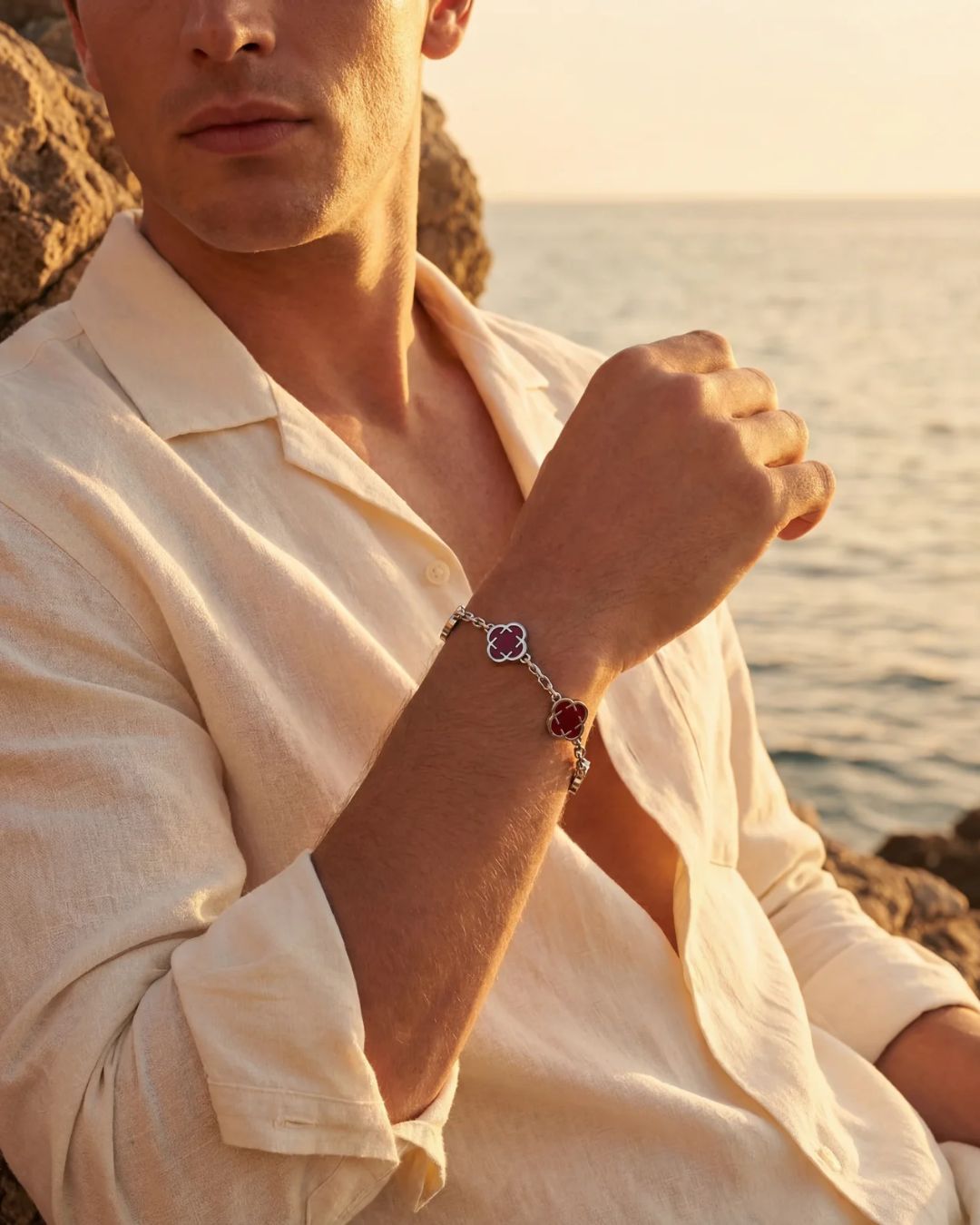 Akaardin® Charm Bracelet | Burgundy Red Silver