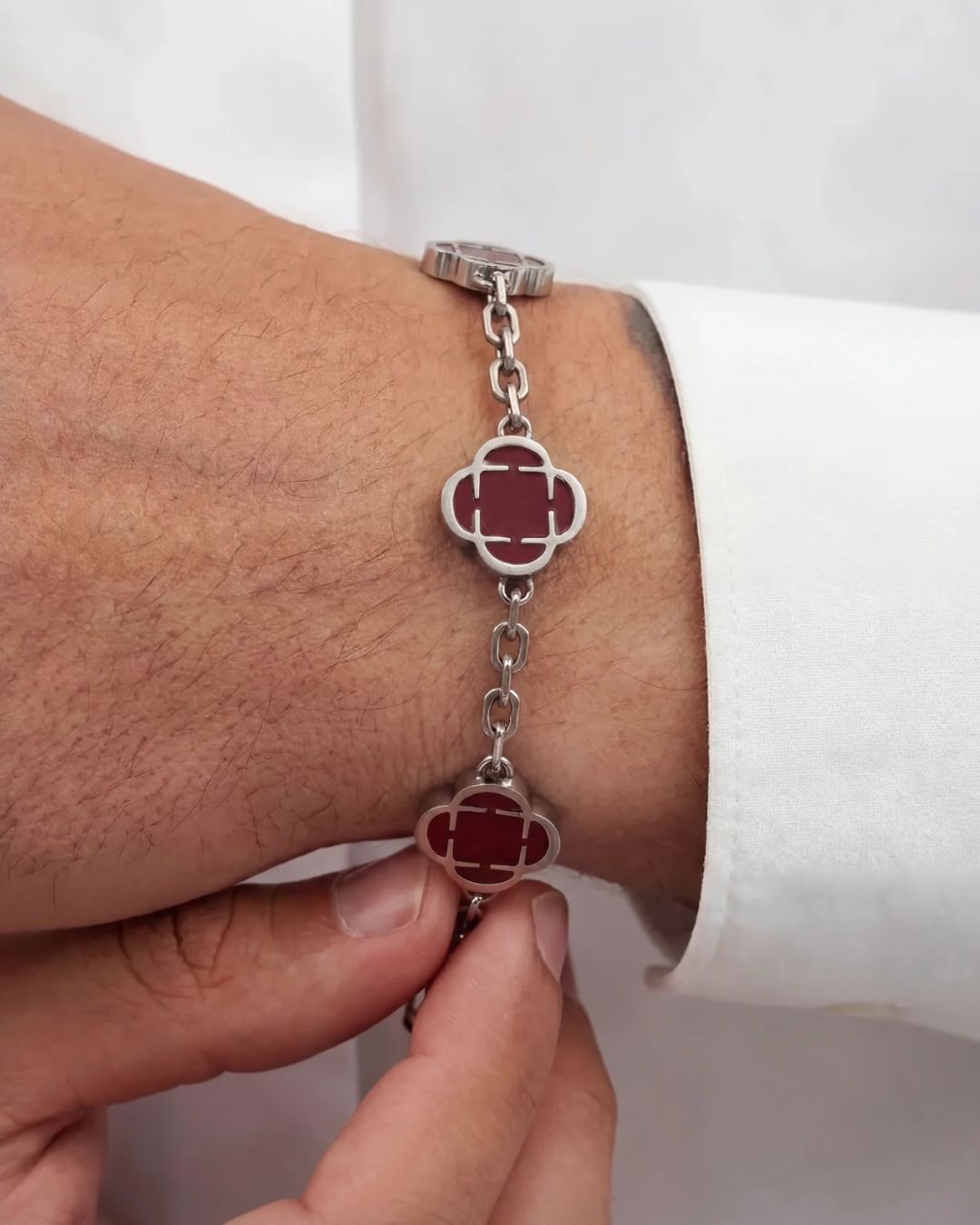Akaardin® Charm Bracelet | Burgundy Red Silver