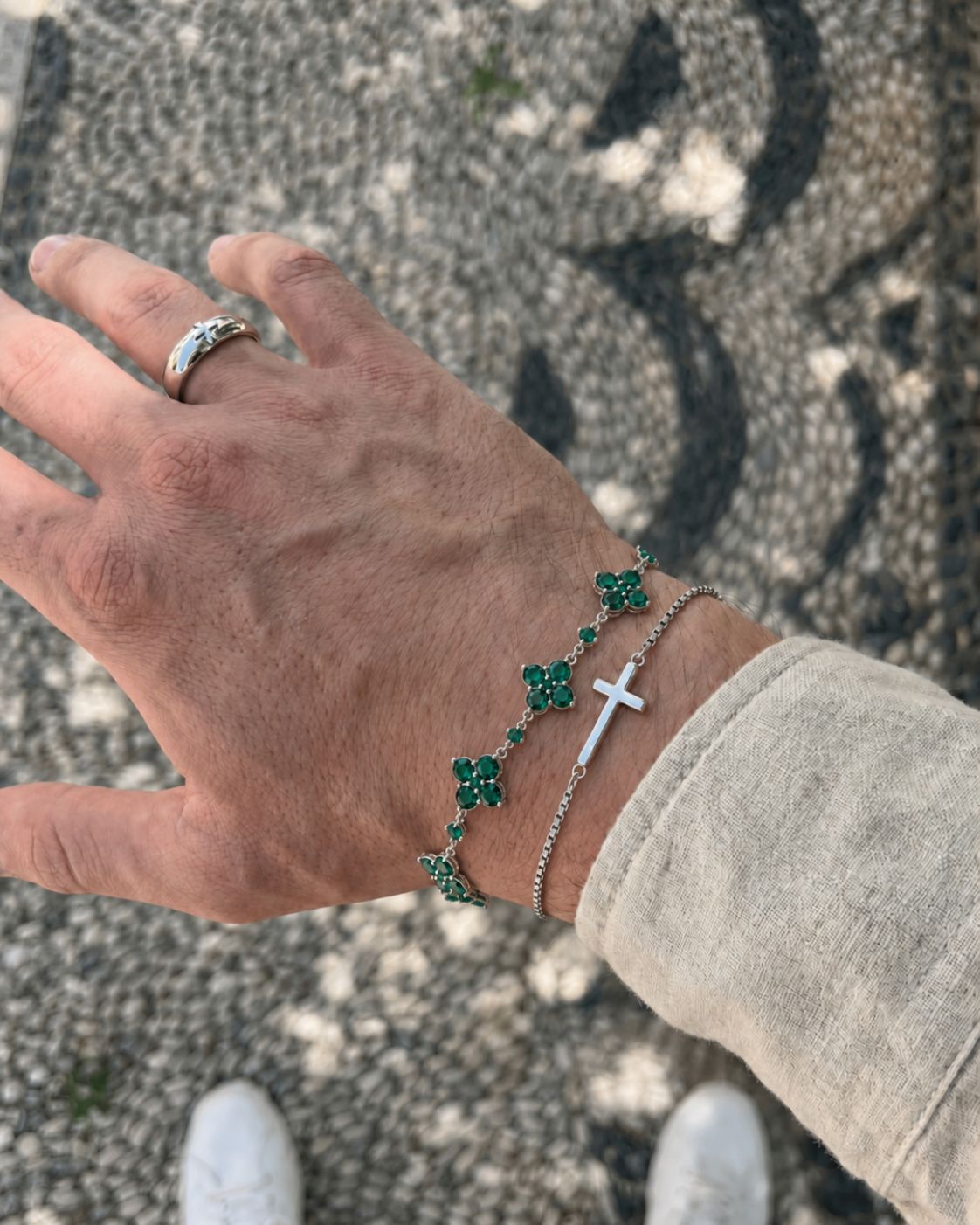 Akaardin® Fortuna Bracelet | Green Stone Silver