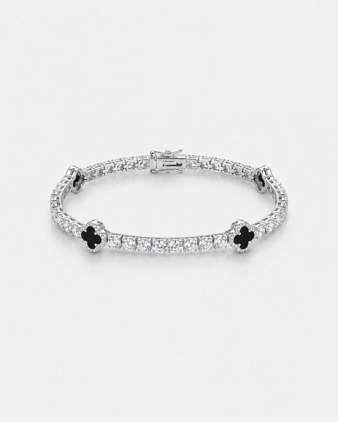 Akaardin® Clover Bracelet | Onyx Silver